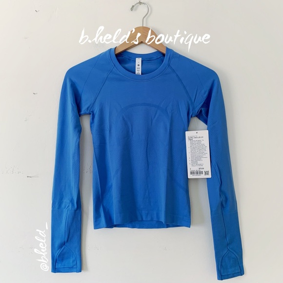 🐳🌊 lululemon Blue Tides Swiftly Tech Long Sleeve Shirt Bundle Size 2 New NWT - Picture 3 of 11